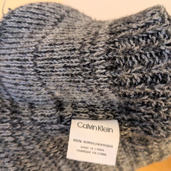 Calvin Klein Thick Marled Knit Gray Winter Hat Beanie Warm & Comfy - Picture 6 of 6